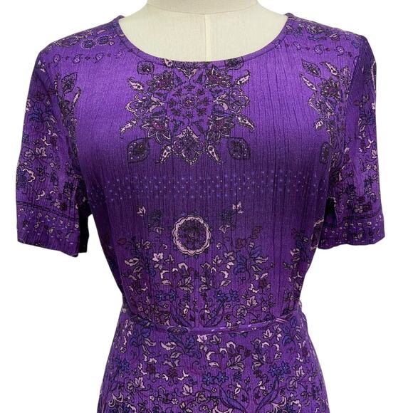 VINTAGE Carole Little Purple Crinkled Rayon Paisley Skirt & Top Set size 10P - Picture 3 of 14